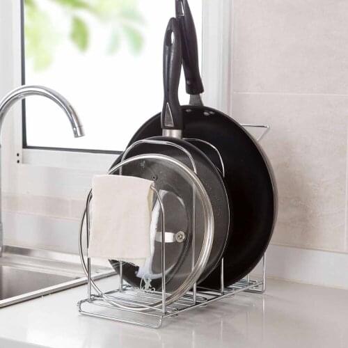 New Hot Pots Storage Rack Holder Cookware Shelf Drainer Cutting Board Pan Lid Pot Cover Holder Rack Stand Kitchen Organizer