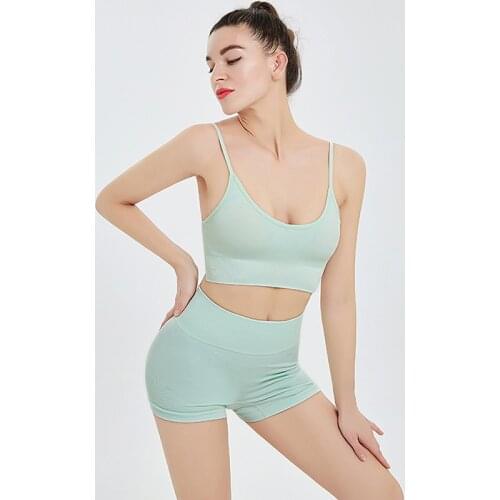 2021 Spring And Summer New Womens Yoga Clothes Seamless Sexy Fitness Shorts Vest Sports Bra Shorts Suit
