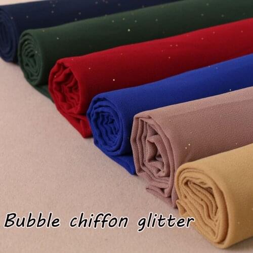 New style bubble chiffon glitter womens head scarf plain shimmer hijab muslim wrap headband shawl cape bandana long scarves