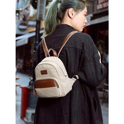 New Trendy Brand Backpack Womens Trendy Womens Mini Schoolbag Canvas Student Small Bag Cute Mori Style Artistic