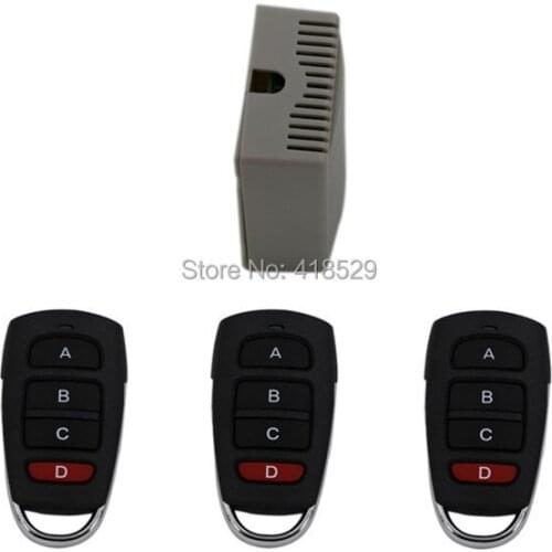 Remote Control Switches, DC12V 4CH Relay Receiver 150m, Remote Controller, 3 Transmitter+ 1 Receiver SKU: 5020