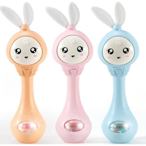 Baby music rattle children toys 0-14 years old bunny can glue music rhythm stick rattle educational toy newborn stroller crib