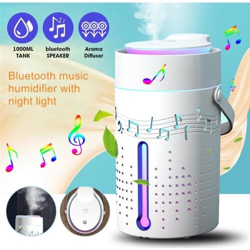 Portable Bluetooth Speaker With 1000mL Humidifier Aromatherapy USB Powered LED Night Lamp Stereo Music Surround Wireless Speaker
