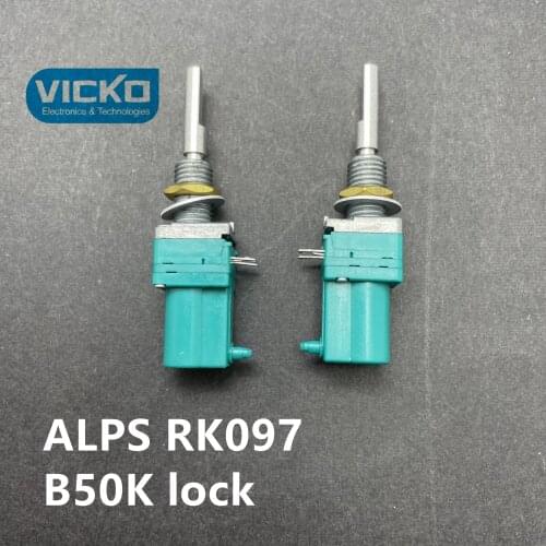 Japan ALPS precision potentiometer RK097 with lock device type single link B50K shaft 33mm belt center point self lock push pull