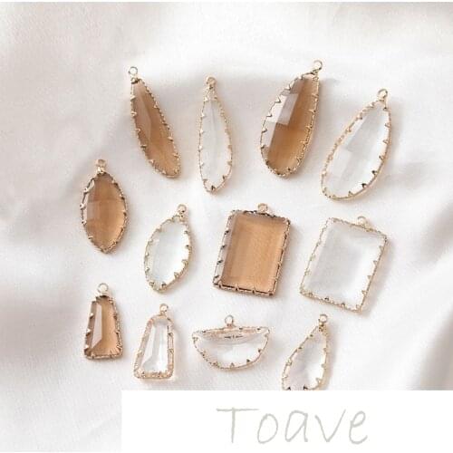 Transparent glass crystal retro lace edging rectangle wings semicircle pendant diy earrings handmade material