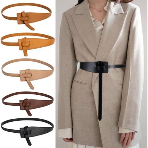 Woman Fashion Overcoat Belt Soft Adjustable Knotted Belt PU Leather Strap Long Dress Accessories Lady Waist Belt