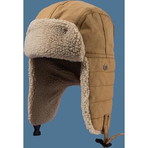 HT3425 Fashion Winter Hat Thick Warm Berber Fleece Trapper Earflap Cap Men Women Lamb Wool Russian Hat Male Female Bomber Hat