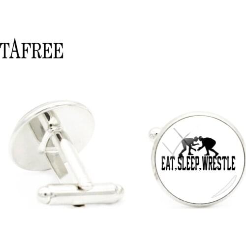 TAFREE Glass Wrestling Cufflinks Mens Wedding Shirt Art Pattern Love Cufflink Metal Silver Color Cuff Links Jewelry WR22