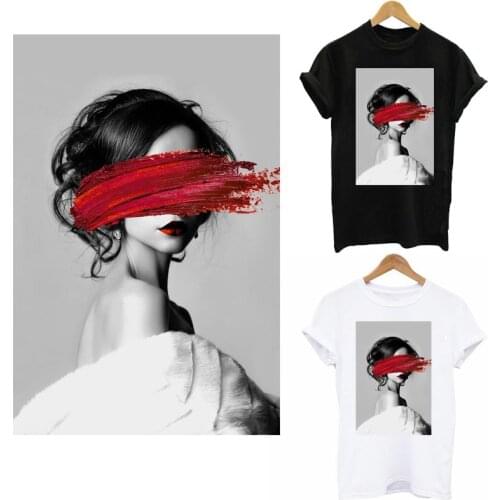 Vogue Lady Iron On Patches On Clothes Beautiful Model Thermal Transfer Sticker For Clothes Women T-shirt Applique Patches DIY