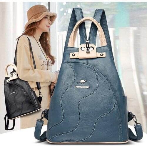 High Quality Leather Women Backpack Large Capacity School Bags For Teenage Girls Anti-theft Travel Backpack Shoulder Bag