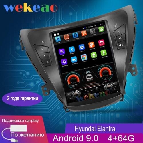 Wekeao Vertical Screen Tesla Style 10.4'' 1 Din Android 9.0 Car Radio For Hyundai Elantra Car Dvd Player GPS Navigation 4G 2012
