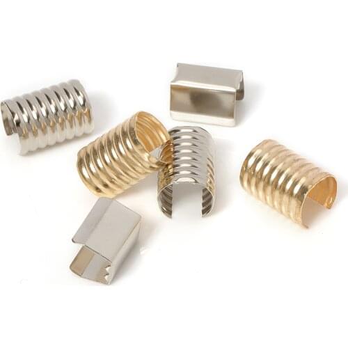 100pcs Cord Clips Fastener for Rope Crimping String Leather Foldable Clips for DIY Necklace Jewelry Making Components 8x13mm