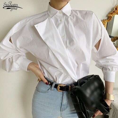Spring New Fashion Puff Sleeve White Blouse Women Casual Vintage Plus Size Shirt for Women Korea Button Female Clothing 13478