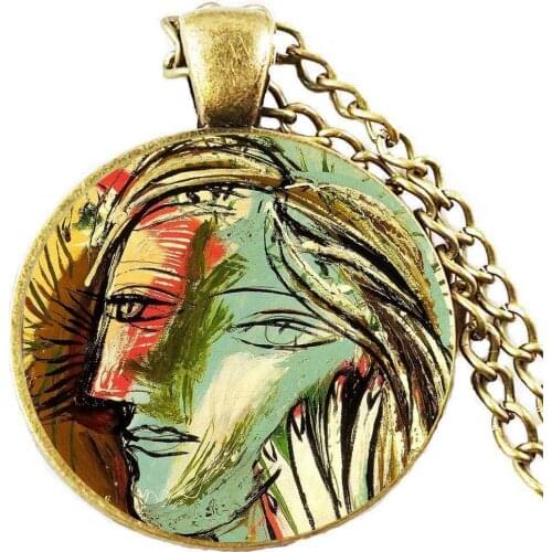 Van Gogh art women necklace , van gogh poppies farm necklace , Van Gogh poppy flower pendant, Van Gogh jewelry, vintage