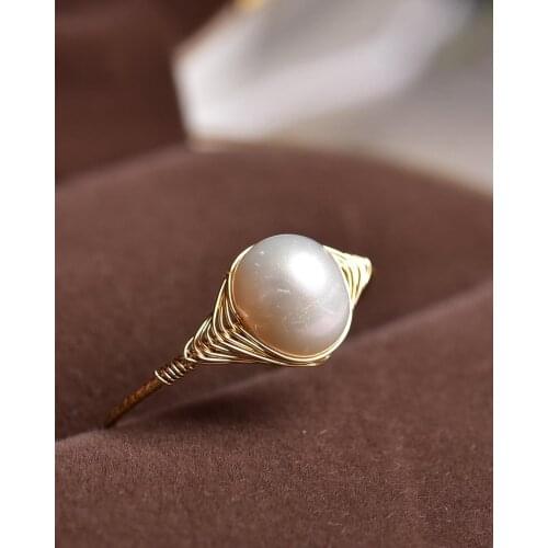 Natural pearl inlaid 14k gold ring rings for women wedding rings engagement ring bague jewelry bijoux femme sieraden joyeria