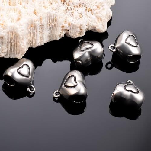 10pcs/lot Stainless Steel Fashion Heart Charms Bracelet Necklace Jewelry Accessory DIY Hanging Charm Jewelry Findings