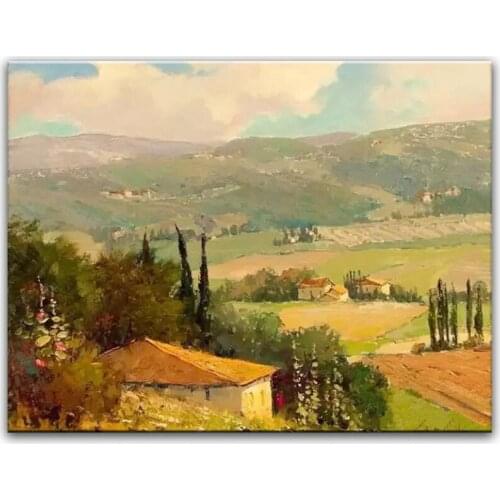 100% hand painted oil painting Home decoration high quality landscape knife painting pictures DM16072105