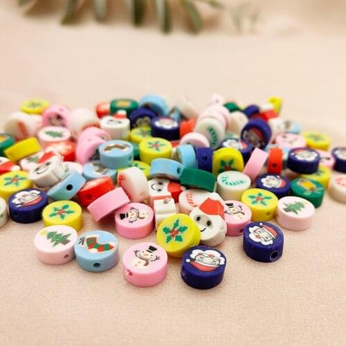 100pcs/set Christmas series soft ceramic loose beads snowman Santa Claus snowflake diy beaded jewelry making