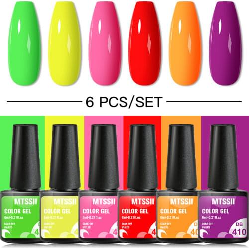 Mtssii 2/3/6 Pcs Gel Nail Polish Set Color Glitter Semi Permanent Hybrid Gel Varnish Base Top Coat Soak Off UV LED Nail Art Gel