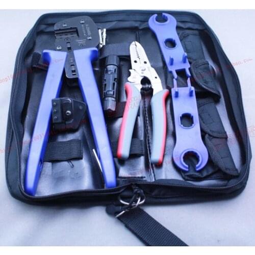 2sets/lot Crimping/Cutting/Stripping tools for Solar PV Tool Kits with test wire Crimper Cutter Stripper Spanner Tool Set XQ0112