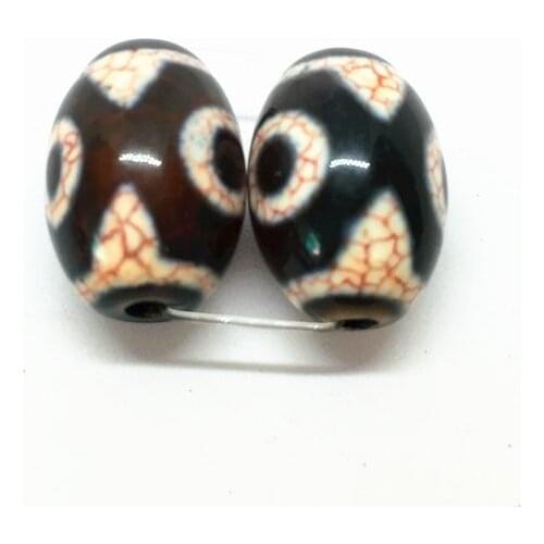 2pcs/lots Natural Agate 13mm*17.5mm Blood Silk 3 Eyes Pattern Amulet Tibetan Dzi Beads Spacer Accessory DIY Beads