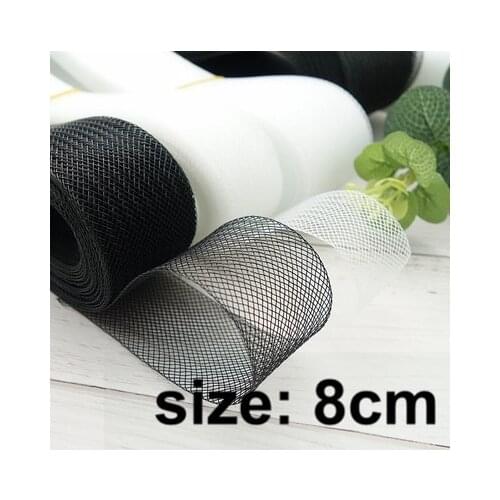 3.2"(8.0cm) Stiff Plain Hair Horse mesh barid ribbon For Women Hat 50yard/lot #2Color
