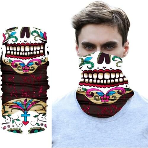 3D Seamless Neck Buffs Bandana Face Clown Motorcycle Ghost Skull Face Halloween Bandana Scarves