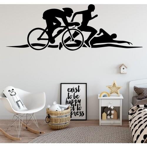 3D Wall Stickers Swim Bike Run Wall Stickers Home Decor Girls Bedroom Sticker Living Room Children Room Removable Mural