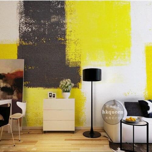 3D Nordic hand-painted yellow wallpaper abstract oil painting background wall modern simple and elegant color block mural