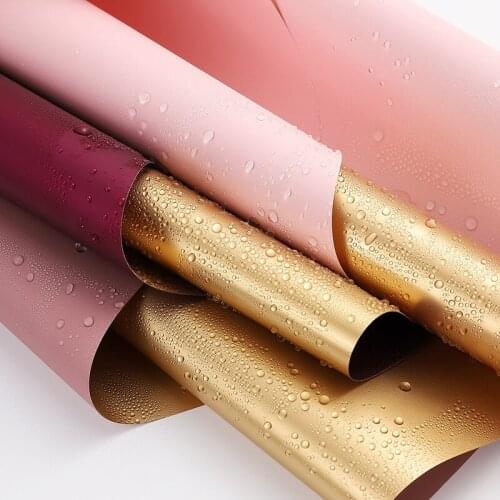 60*60cm 20pcs Golden Flower Wrapping Paper Bouquet Floral Gift Packaging Material Waterproof Flower Packing Paper Wedding Supply