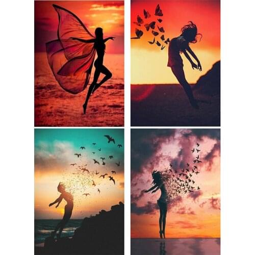 5D DIY Diamond Painting Sunset Dance Full Drill Mosaic Art Diamond Embroidery Cross Stitch Picture Home Decoration Craft Gift