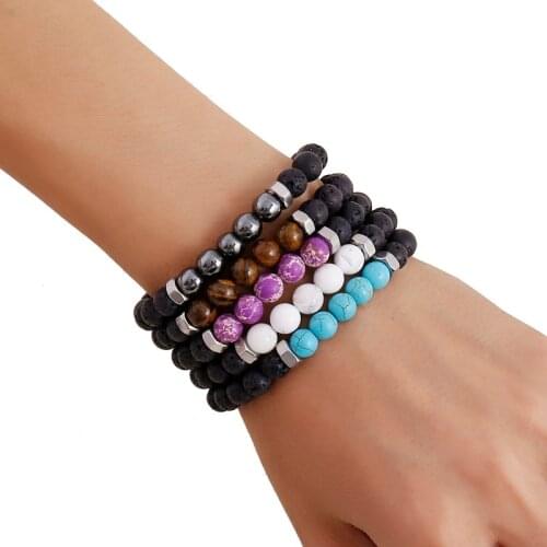 Couple Bracelet Natural Stone 8mm Magnet Clasp Dear Best Friend Men Bracelet Gift Volcanic Rocks Attractive Jewelry Bracelet