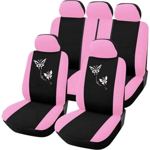 New 1 Sets universal Butterfly Fashion Style Front Rear Universal Car Seat Covers Luxury Cute Pink car styling