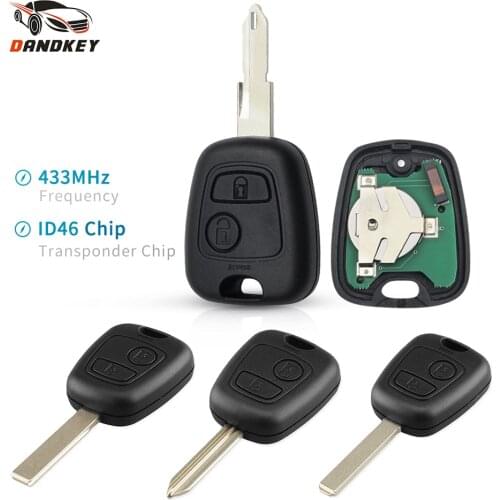 Dandkey 2 Buttons 433MHZ Remote Car Control Key For Peugeot 307 107 207 407 For Citroen C1 C3 Uncut Key Blade With PCF7961 Chip