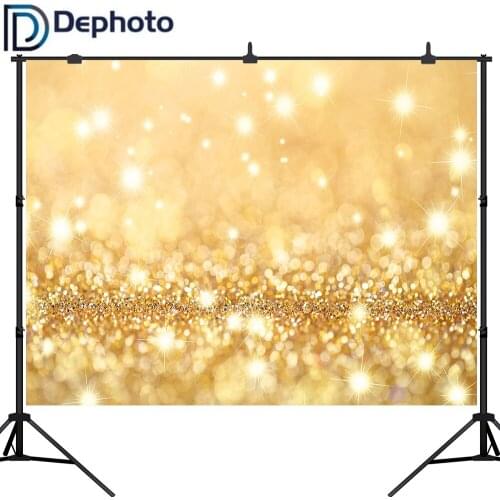 Dephoto Gold Polka Dots Shiny Light Bokeh Love Birthday Party Baby Portrait Photographic Backdrops Photo Background Studio