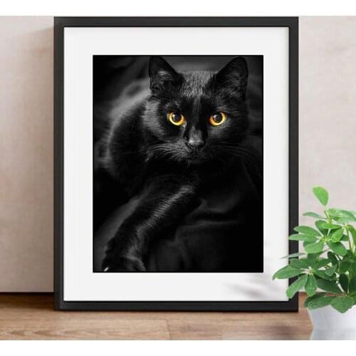 DIY Diamond Painting Full Square Black Cat Diamond Mosaic Animal Diamond Embroidery Cross Stitch Resin Drill Home Decor