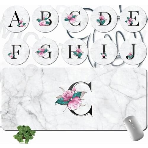 Gamer Mouse Pad Waterproof PU Leather White-marble Letter Printing Series 30x60cm 30x80cm Computer Keyboard Mouse Pad Large Size