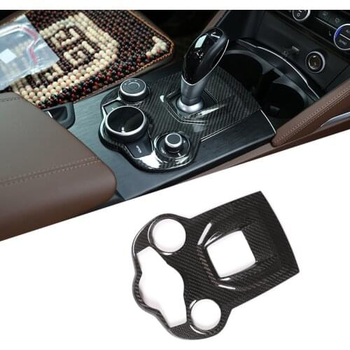 Car Interior Center Console Gear Shift Panel Cover Trim Real Carbon Fiber For Alfa Romeo Giulia Stelvio 2017-2019 Car Accessory