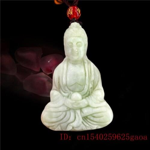 Jade Buddhism Pendant Necklace Amulet Fashion Jewelry Chinese White Carved Gifts Natural Charm