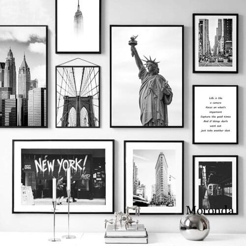 New York Statue Of Liberty Picture Black And White Poster Wall Art Decoration Painting City Landscape Wall Art Print Illustratio