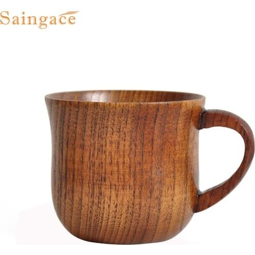 Saintgace Natural Wooden Coffee Cup Coffee Tea Mug Handmade Cup Wood travel portable Beer cups & mugs Drinkware tazas Drop Ship