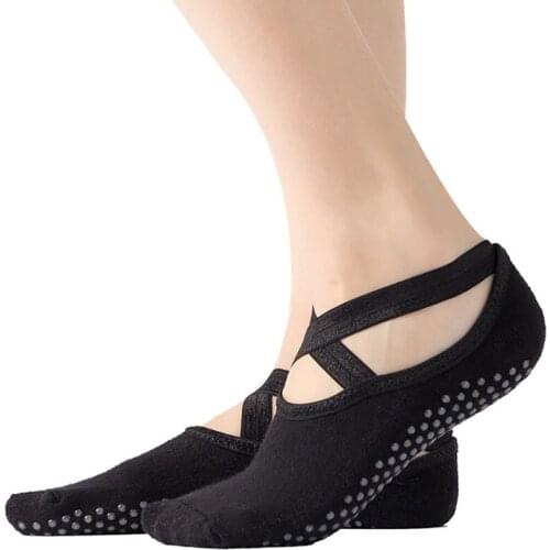 KoKossi A Pair Lightweight Breathable Terry Cross Dance Sports Yoga Socks Sweat-absorbent Anti-skid Shock-absorbing Quick-drying