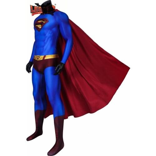 Superhero Returns Costume super Clark Kent Cosplay Jumpsuit Cloak Halloween Superhero Carnival Adult Men Zentai Outfit