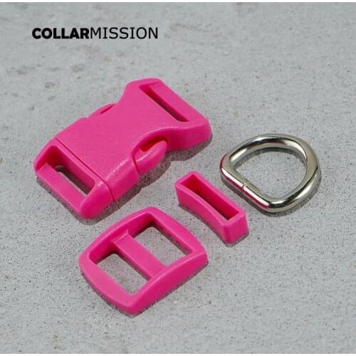 Colorful (plastic buckle+Tri-Glid+square keeper+D ring) DIY dog collar 20mm webbing sewing quality mei red accessory premium