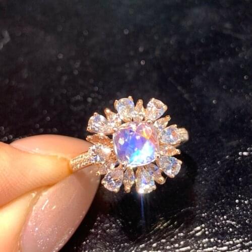 LR423 Solid 18K Gold Nature Moonstone 1.25ct Rings for Women Fine Jewelry Presents the Six-word Admonition