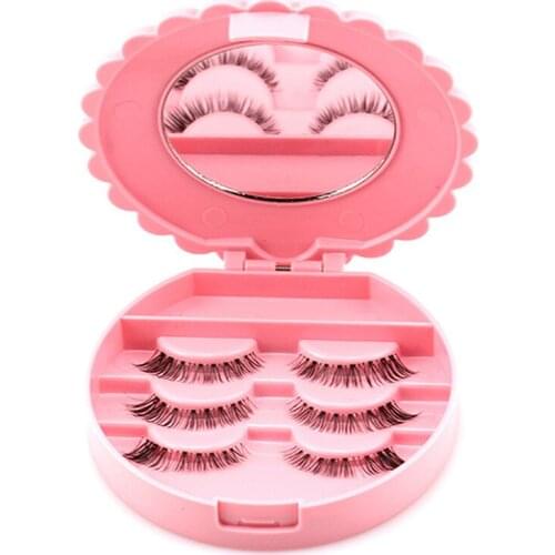 Magnetic False Eyelashes Storage Box Pink Empty Eyelashes Storage Case with Makeup Mirror Portable Dustproof Travel Holder Box