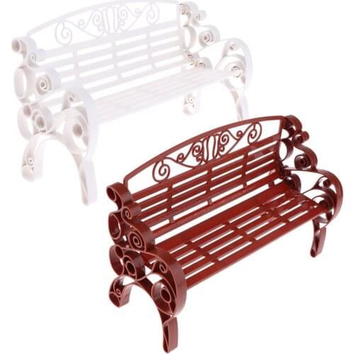 Dollhouse Furniture 1:6 Scale White&Brown Park Bench Doll House Accessories