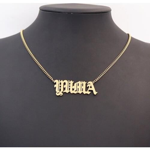 Fashion Customized Necklace Custom Punk Old English Name Choker Gold Color Bijoux Femme Stainless Steel Collares Para Mujer