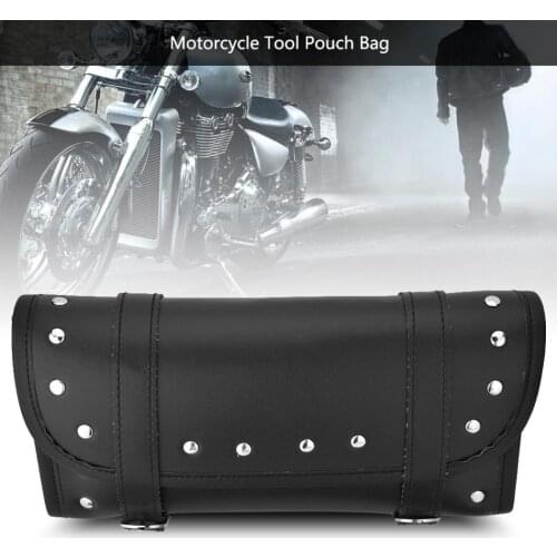 Motorcycle Handlebar Bags Black PU Leather Motorcycle Motorbike Front Rear Fork Tool Bag Handlebar Bags Luggage Saddlebag