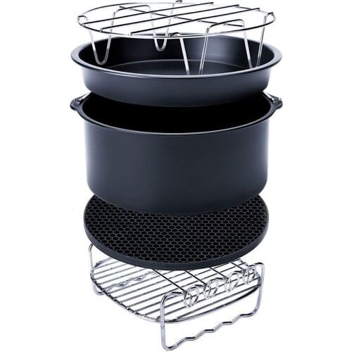 5 Pack Air Fryer Set Air Fryer Accessories with Bake Basket Silicone Pad Grill Steamer Pizza Pan for Air Fryer Oven 3.5-5.8QT